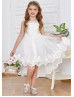 Ivory Beaded Lace Tulle High Low Popular Flower Girl Dress